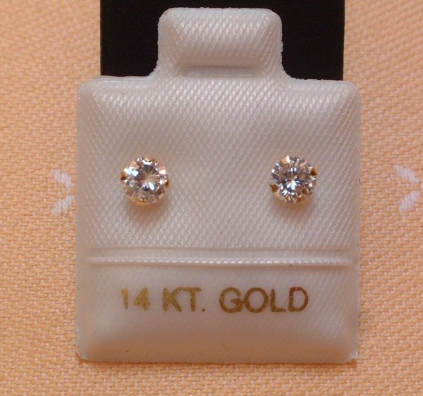 Exclusive Zirkonia Brillant - - Schliff Ohrringe Gold EDEL - Zirkonia 14 | - - Kt | Goldschmuck | 4 Ohrstecker 585 mm